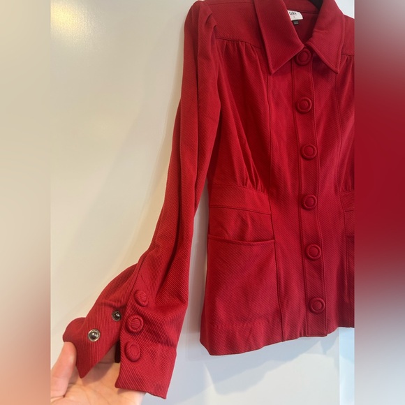 Cabi #3906 Women's Spencer Jacket Size Small Red Valentine Career Button Up - Picture 3 of 10